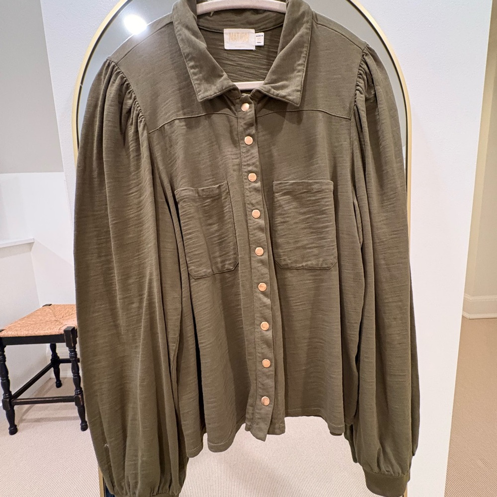Nation LTD Olive Button-Up Blouse